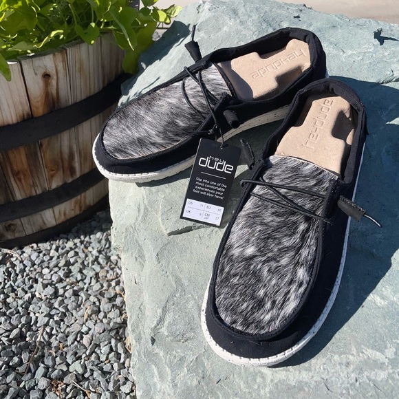 Hey Dude Shoes | Custom Cowhide Hey Dudes Women Size 11 | Color: Black | Size: 11 | Cbidwell09's Closet